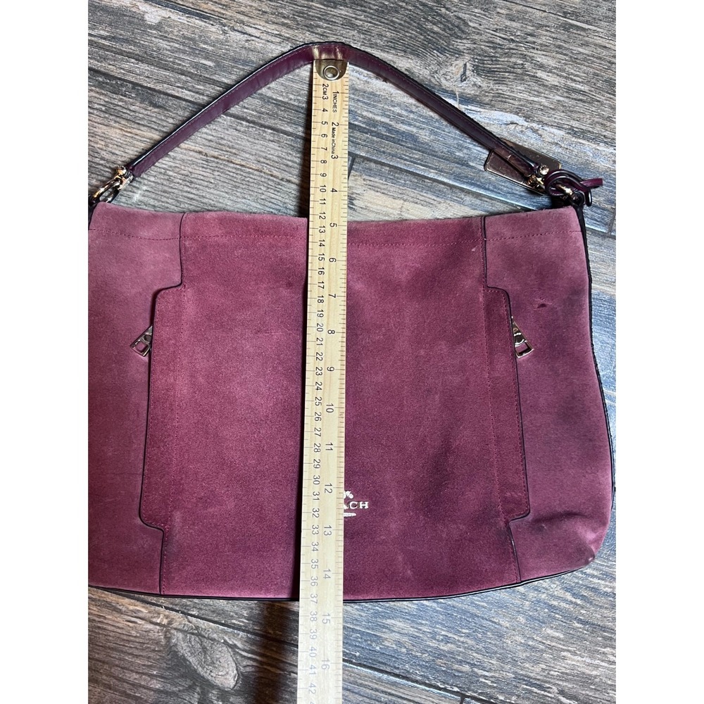 Coach Chelsea Hobo Plum Burgandy Suede Leather Snakeskin Shoulder Bag 35984 RARE - Picture 12 of 15